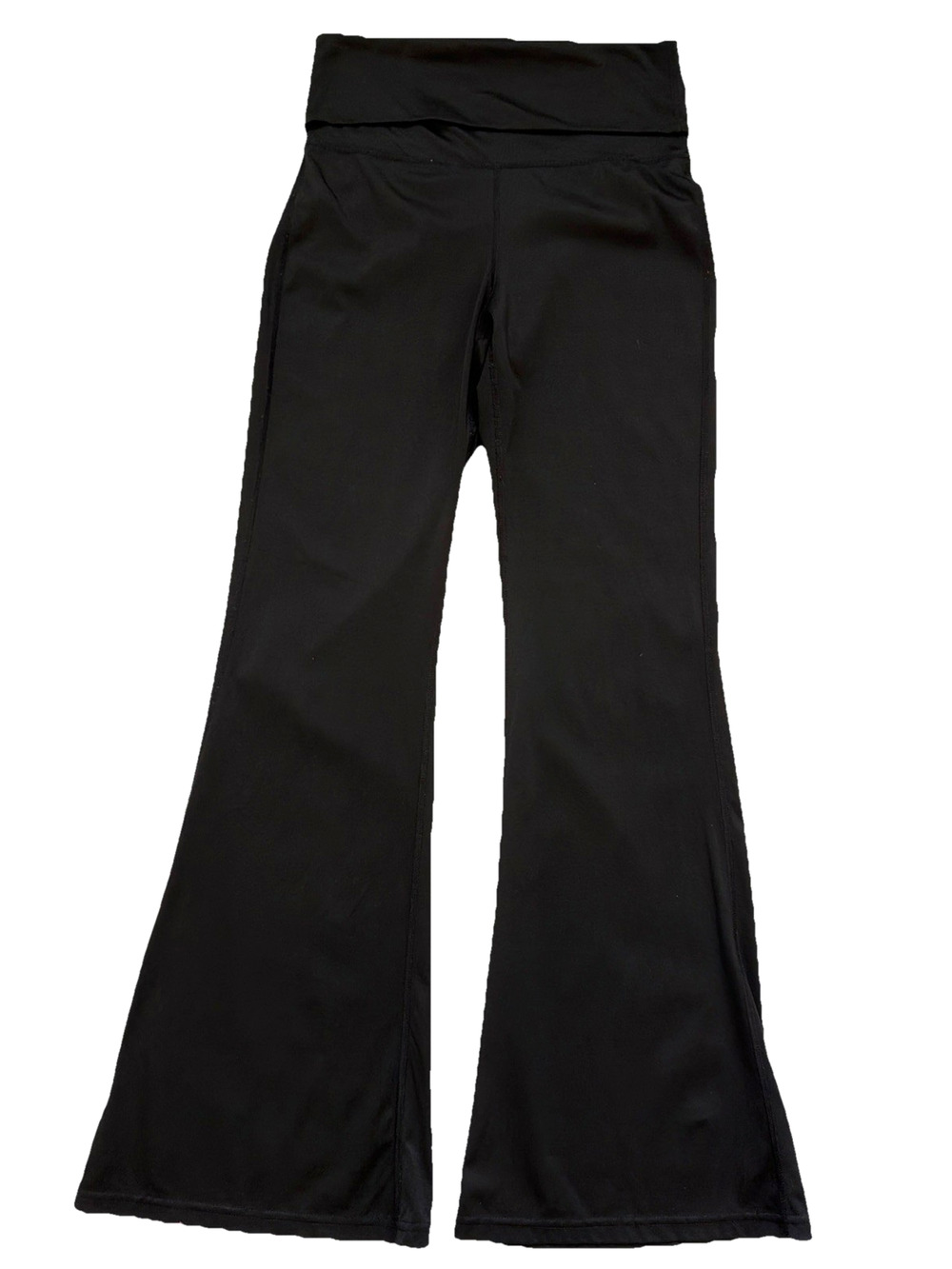 Free Haven Fold Over Flare Leggings Womens Medium Black Workout Athleisure Retro